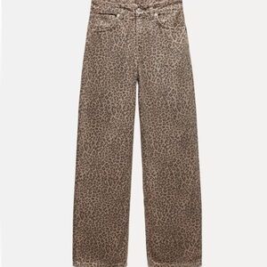 Zara Leopard print TRF Wide leg pants